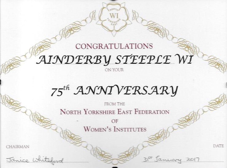 Celebrating 75 years of the Ainderby Steeple Woman's Institute.